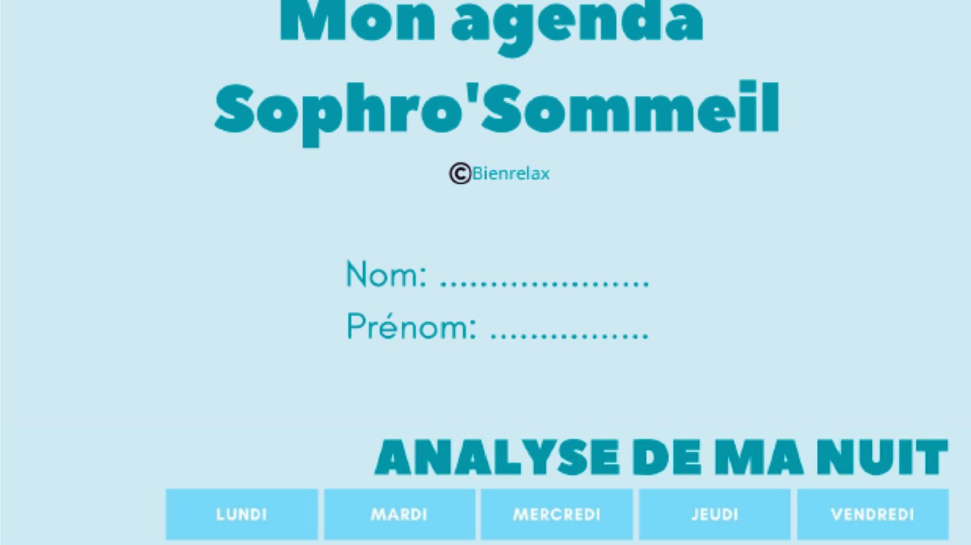 Agenda sophro sommeil de Clémence Peix Lavallée